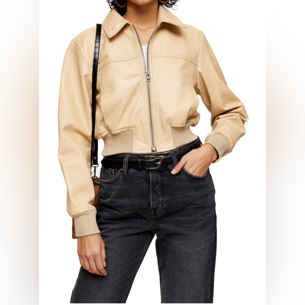 NWOT Topshop Leather Bomber Jacket